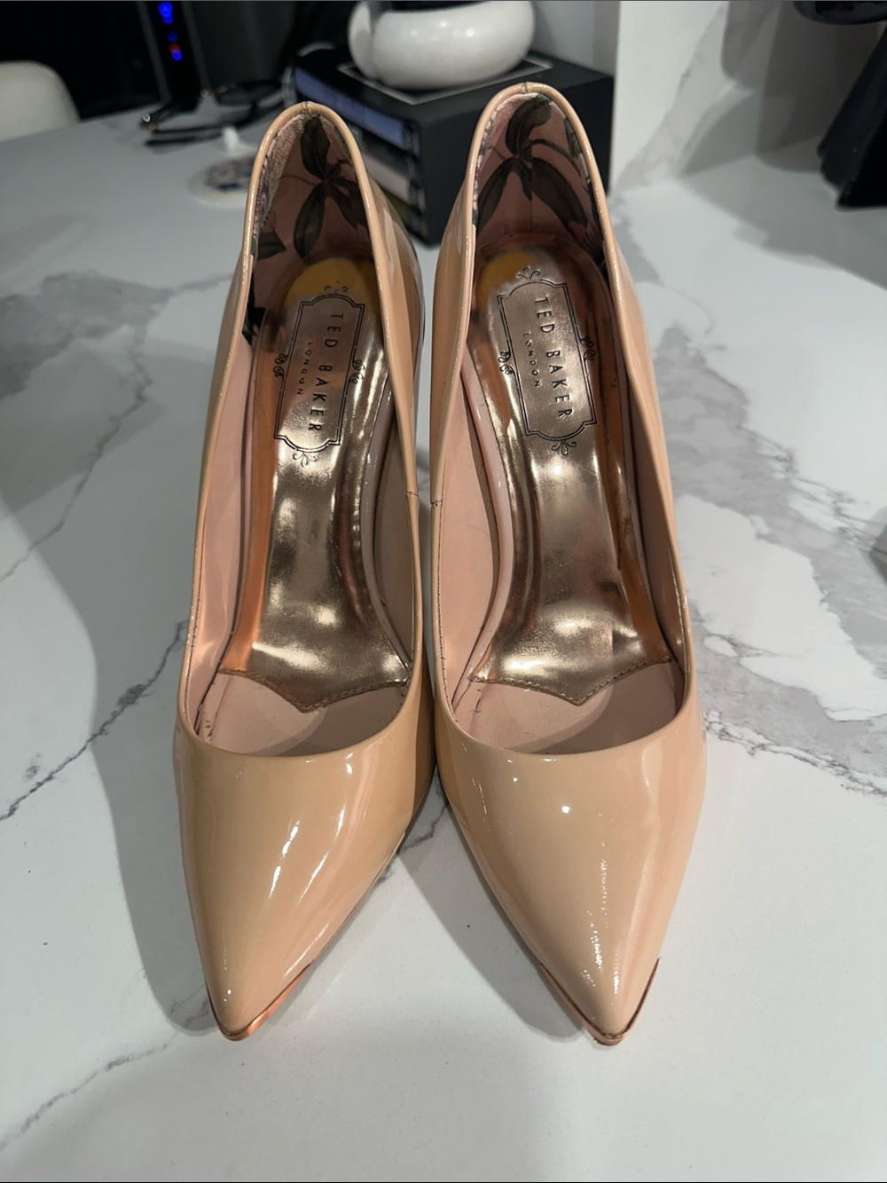 Ted Baker London Nude Patent Pointed Toe Pumps